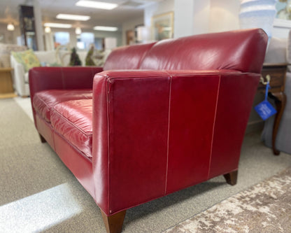 Crate & Barrel Tight Back Loveseat in Red Leather