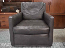 Pair of Lee Swivel Leather Chairs in Manattan Pewter Grey  (L1296-01SW)