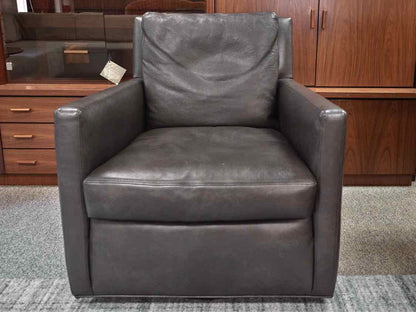 Pair of Lee Swivel Leather Chairs in Manattan Pewter Grey  (L1296-01SW)