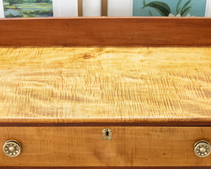 Antique Sheraton Chest in Mahogany and Tiger Maple