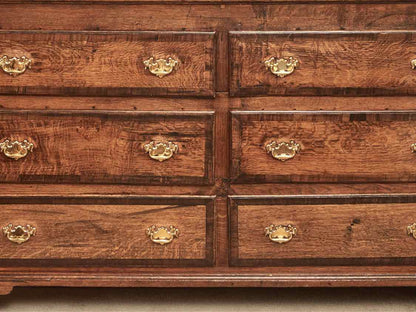 English Antique Walnut 6 Drawer Solid Brass Handles  Chest