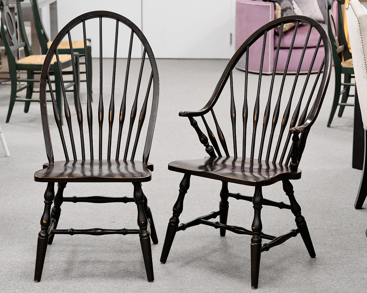 Set of 8 Black Windsor Dining Chairs