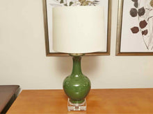 Porcelain Pine Green Vase Egg Shell Shade Table Lamp
