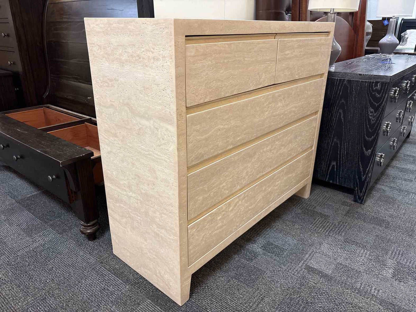 RH 'Wyeth' 5-Drawer Travertine Dresser