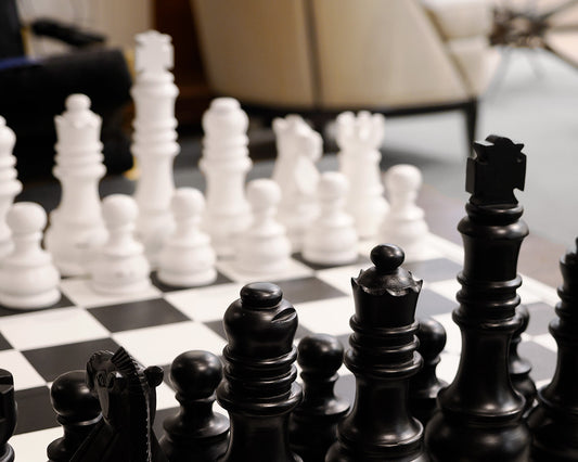 Oversized White and Black Chess Set
