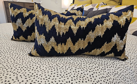 Pair Of Callisto Home Velvet Beaded Accent Pillows