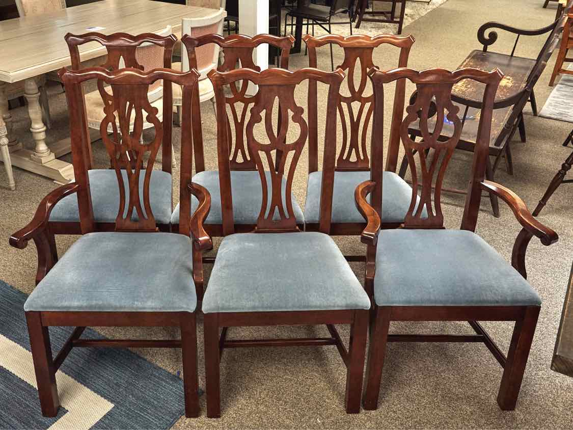 Set of Six Cherry Framed Chippendale Dining Chairs