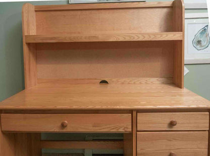 Oak 4 Drawer Desk & Hutch Top