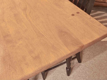 Maple Top Distressed  Black Finish Turned Legs Dining Table & 6 Chairs