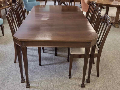 Grand Rapids Mahogany Dining Table & Set of Five Wheatsheaf Back Dining Chairs