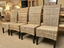 Set of 4 'Pier 1 Imports' Wicker  Dining Chairs with Espresso Finish Legs