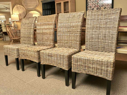 Set of 4 'Pier 1 Imports' Wicker  Dining Chairs with Espresso Finish Legs