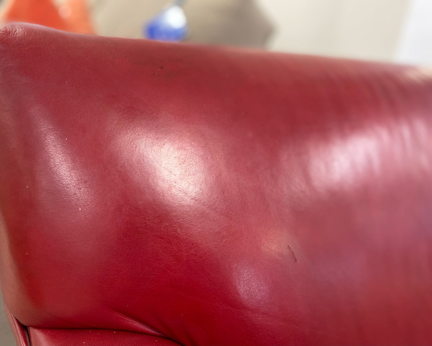 Crate & Barrel Tight Back Loveseat in Red Leather