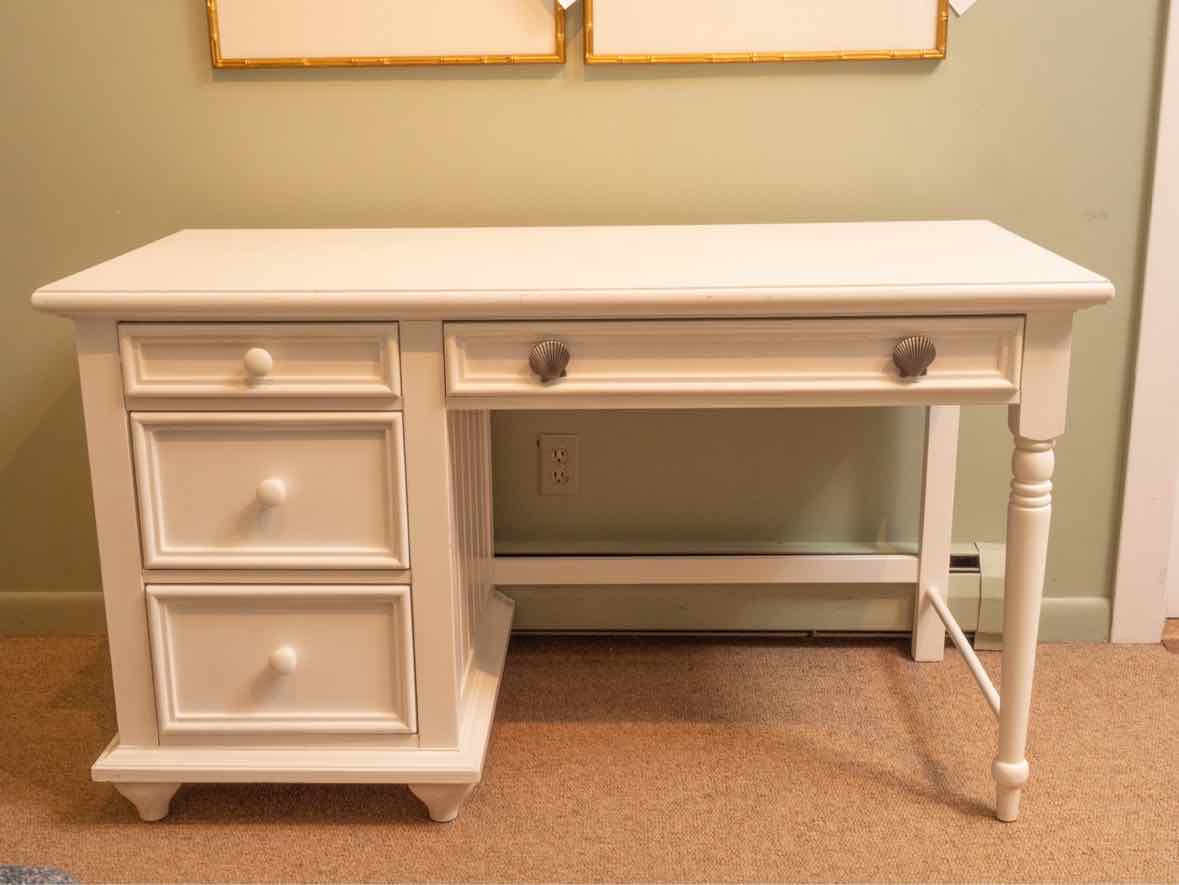 Stanley 'Young America' White  Desk with 4 Drawers & Side Chair