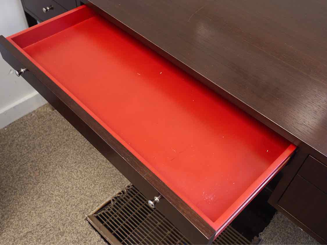 Mitchell Gold Espresso Desk W/ Chrome Base