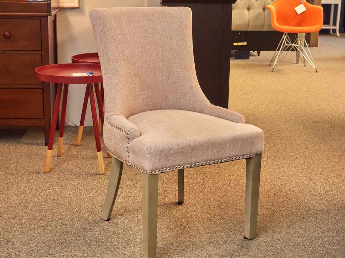 Blush Upholstered Office Chair with Nickel Nailhead
