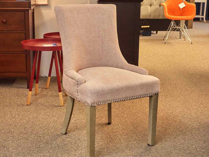 Blush Upholstered Office Chair with Nickel Nailhead