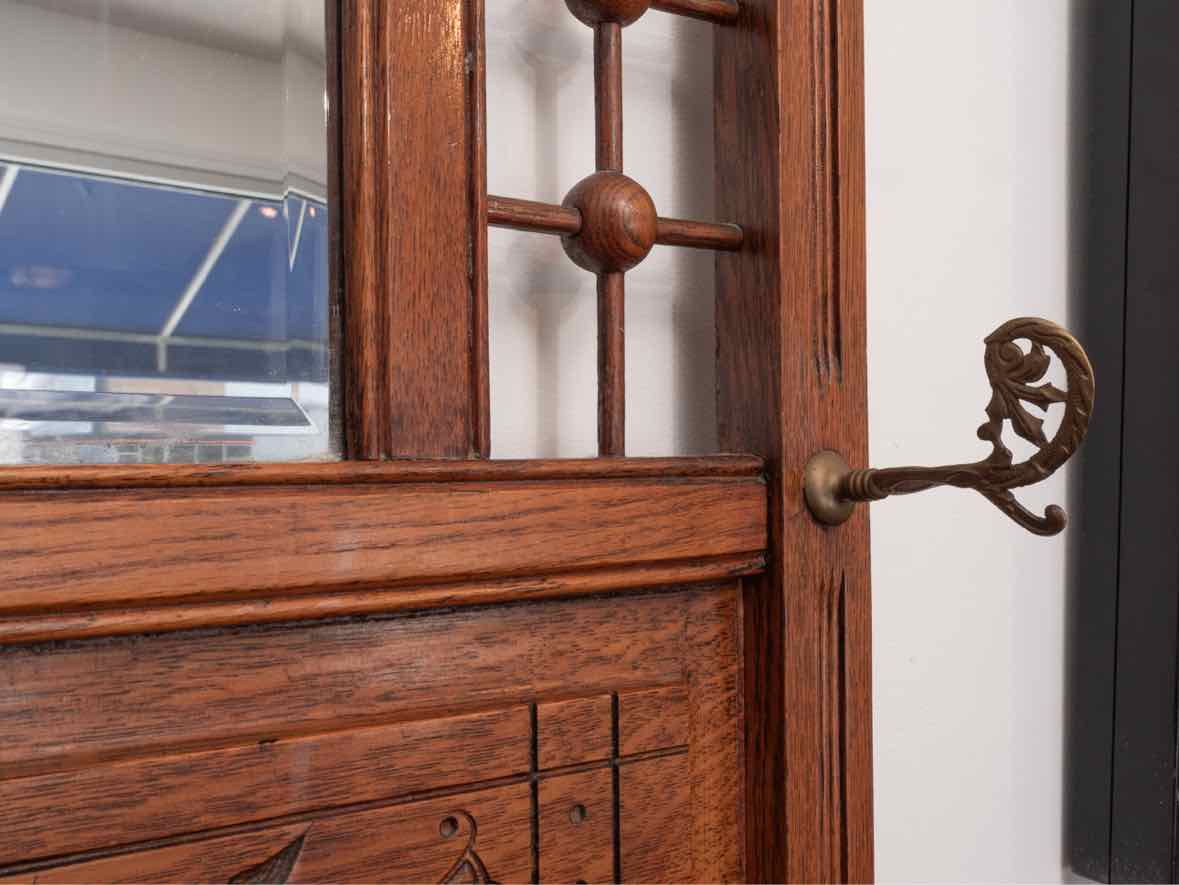 Eastlake Oak Hall Tree Coat Rack