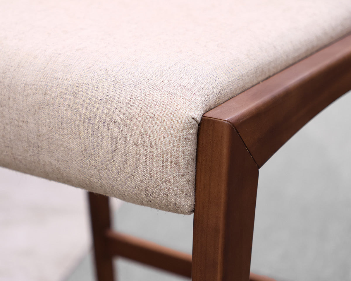 Set of 3 uultis SOTTO Counter Height Stools in Walnut, Beige Fabric & Cane