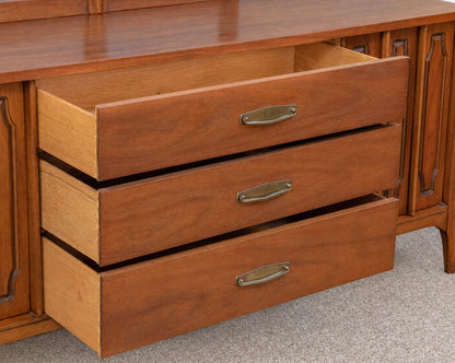 Kent Coffey "Marquee Modern" 9 Drawer 2 door Lowboy Dresser with Mirror Attached