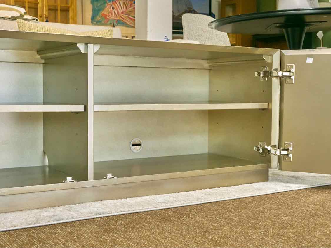 Mohr & McPherson 2 Door 2 Shelf Silver Metallic Rubbed Finish Media Furniture