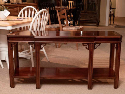 Lane Furniture Mahogany Chinoiserie Style  Console Sofa Table