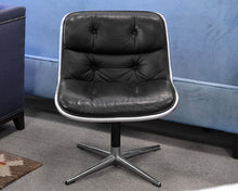 Charles Pollack for Knoll Leather Black Swivel Office Chair