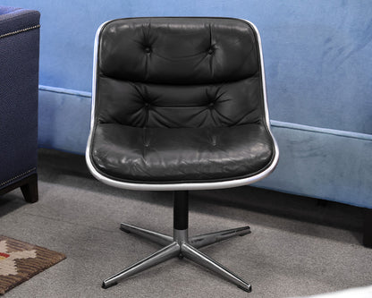 Charles Pollack for Knoll Leather Black Swivel Office Chair