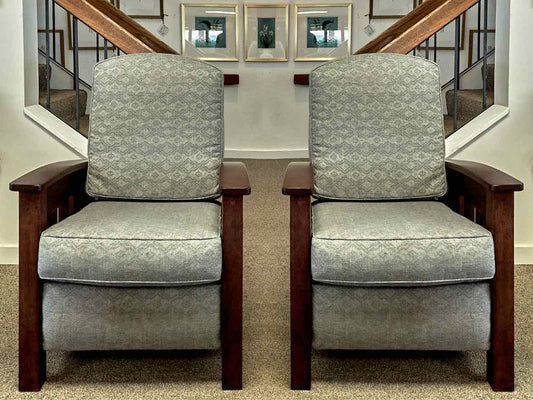 Pair of Pompanoosuc Mills Reclining Chairs w/ Walnut Wood Frame