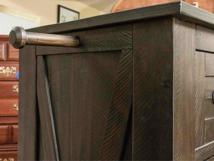 Espresso Finish Plank 2 Over 3 Drawer Chest with Metal Handle Pulls