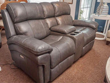 Grey Leather 2 Chair Power Recliner