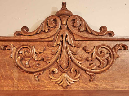 Antique Victorian Oak Hand Carved 8 Drawer Mirror  Sideboard
