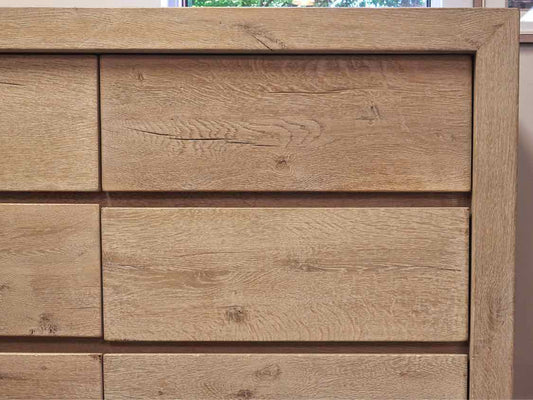 Restoration Hardware Contemporary Oak Nine Drawer Dresser
