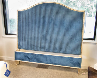 Caracole 'Composition's' Peacock Blue Velvet Upholstered Platform Queen Bed