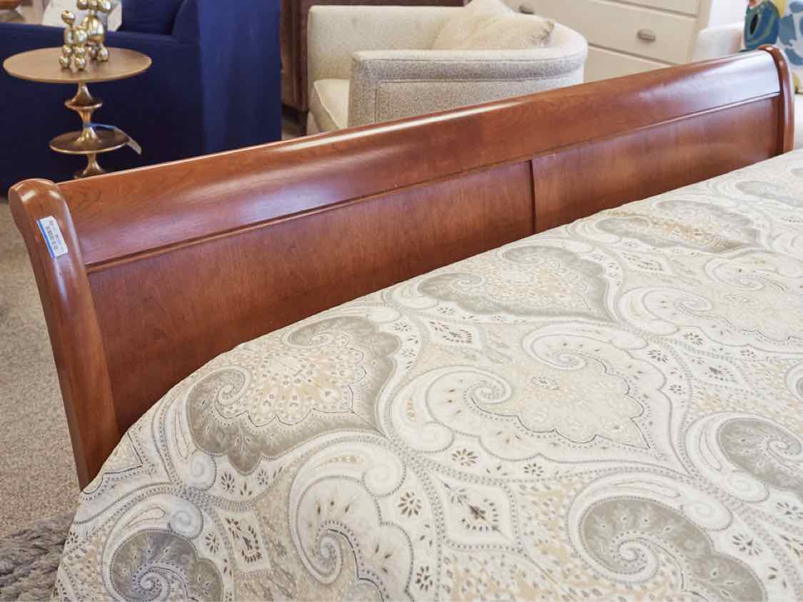 Stickley Cherry Queen Bed with Wood Rails