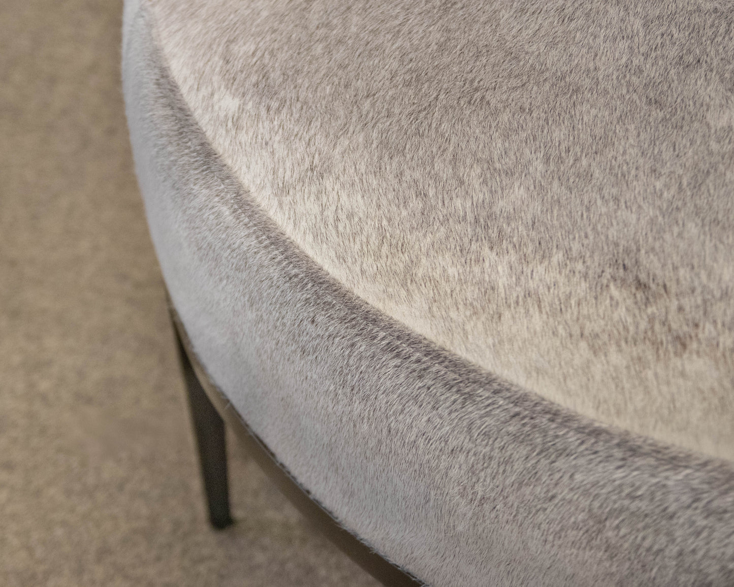 Global Views Hair-on-Hide Cocktail Ottoman in Grey