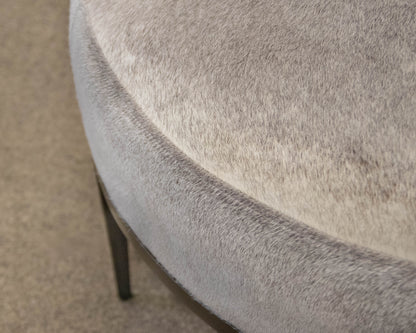Global Views Hair-on-Hide Cocktail Ottoman in Grey