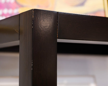 Espresso Finish Etagere With Glass Shelves