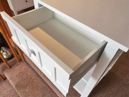 Crate & Barrel White 1 Drawer 2 Shelf  Side Table