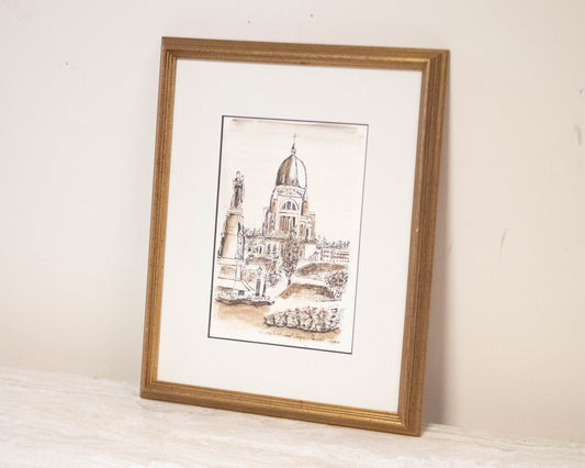 Soratoin Saint Joseph  Montreal Etching & Watercolor Wall Decor