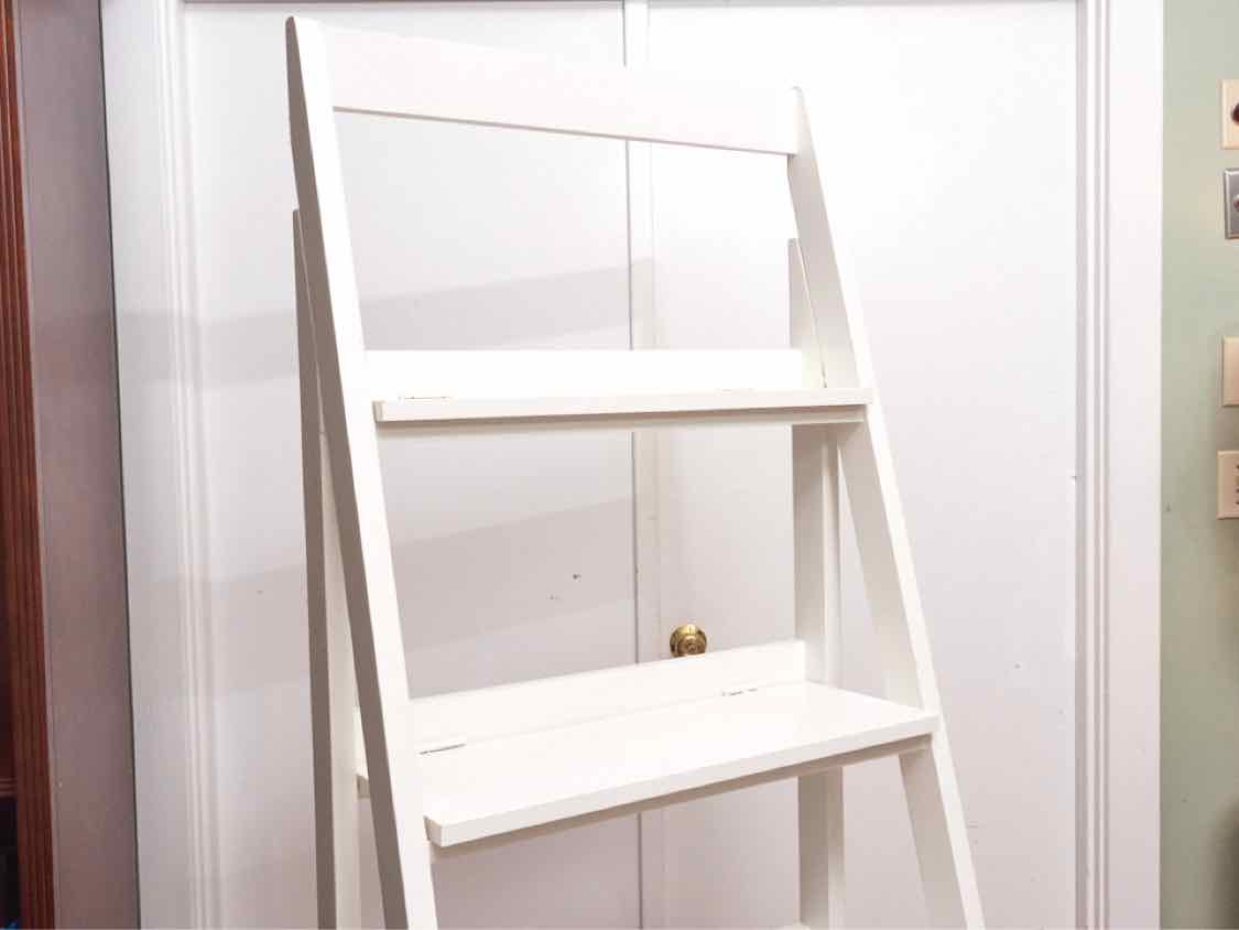 White Finish 4 Shelf Ladder Etagere