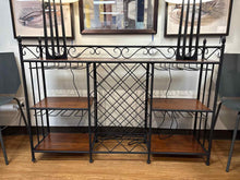 Metal Wine Rack with Wooden Shelves