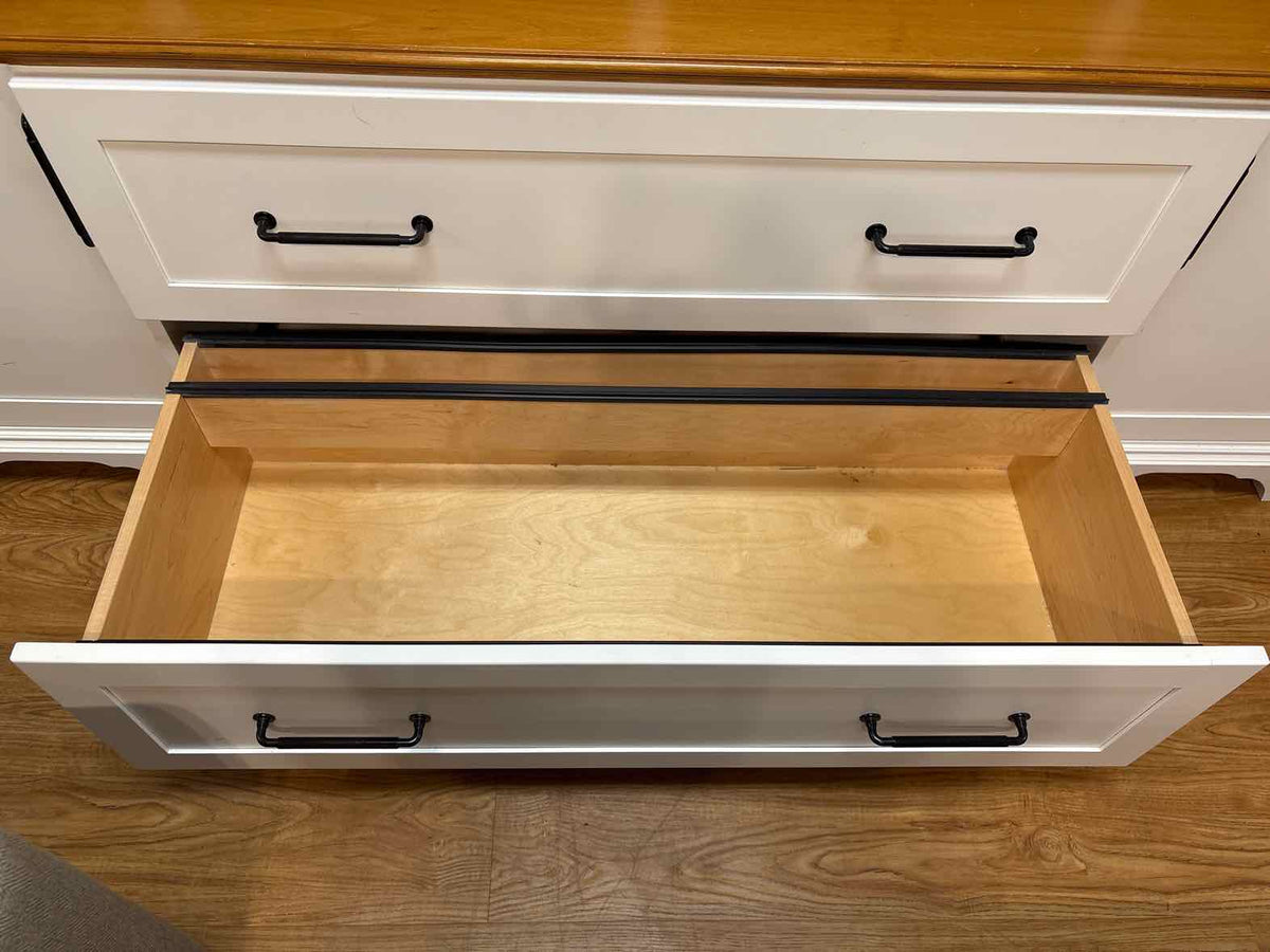 White and Cherry Custom Built Bookcase and Storage Cabinet