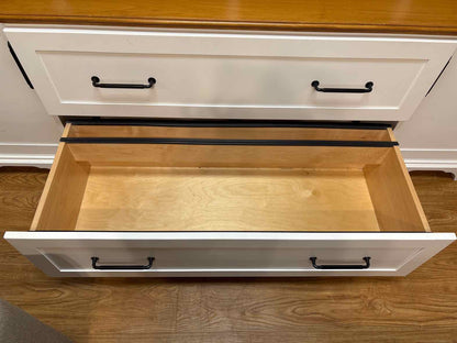 White and Cherry Custom Built Bookcase and Storage Cabinet