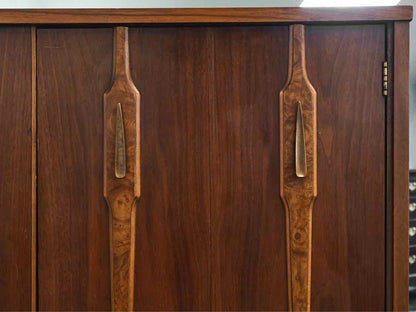 MCM Style Burled Walnut Armoire