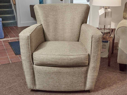 Fairfield Chair Company Taupe Weave Upholstererd Swivel Chair & Ottoman