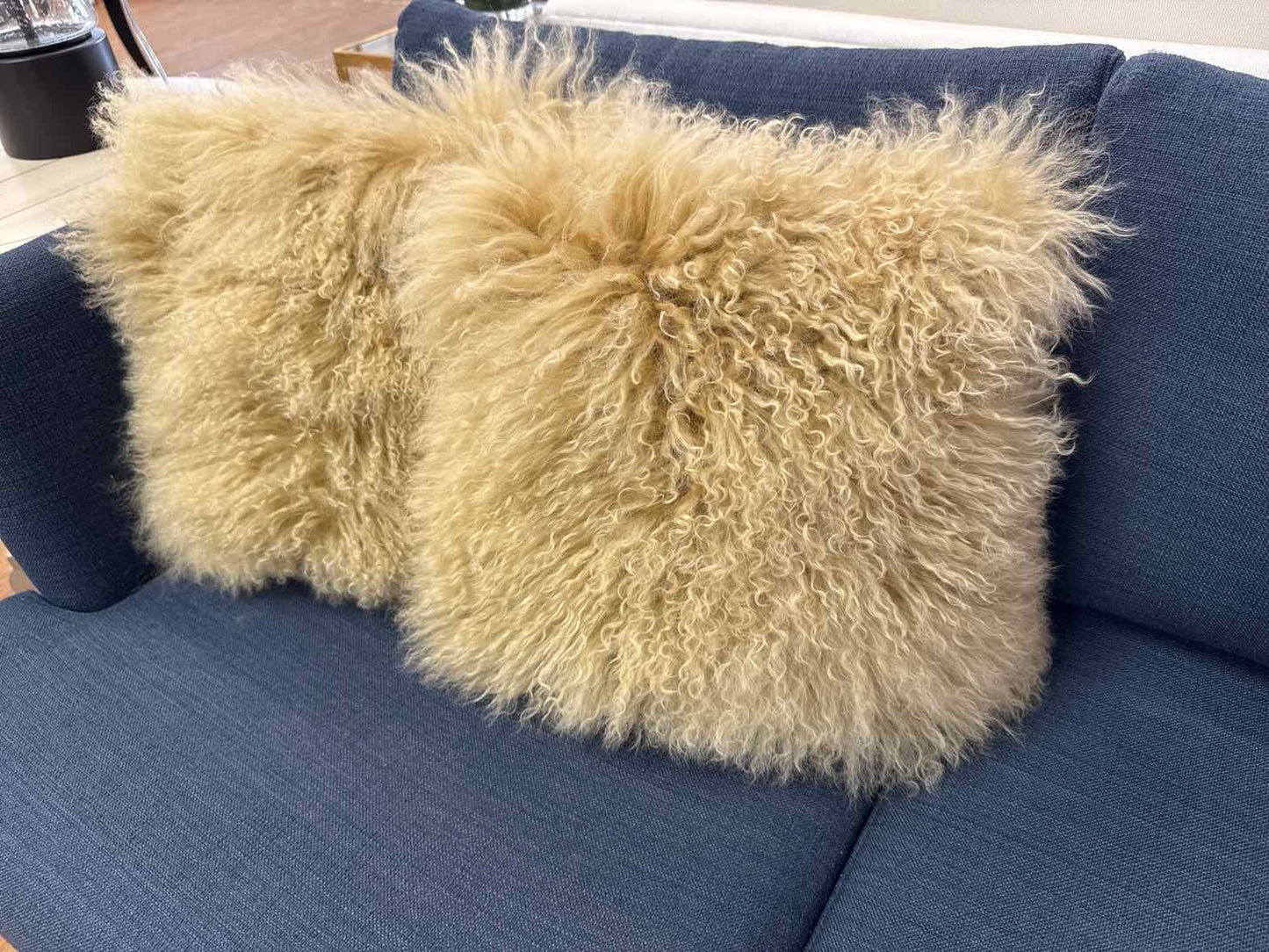 West Elm Pair of Mongolian Lamb Accent Pillows