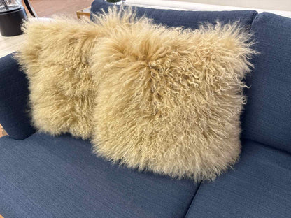 West Elm Pair of Mongolian Lamb Accent Pillows