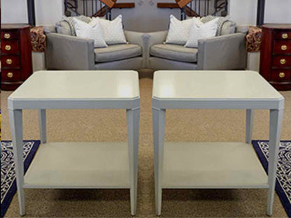 Pair of Woodbridge  Off White Rubbed Through Fiinish Side Tables