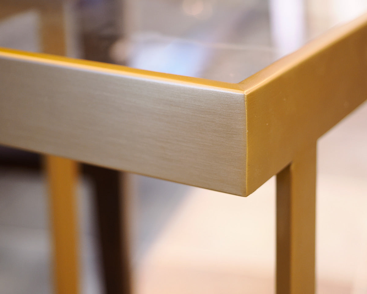 Pair of RH Brass Square Side Tables